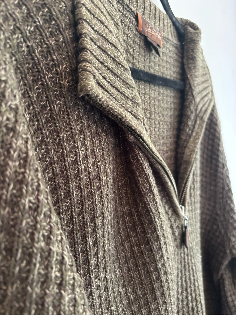 Tasso Elba Olive Green Half-Zip Ribbed Sweater